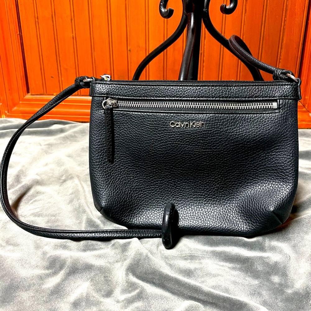 Calvin Klein black leather crossbody bag